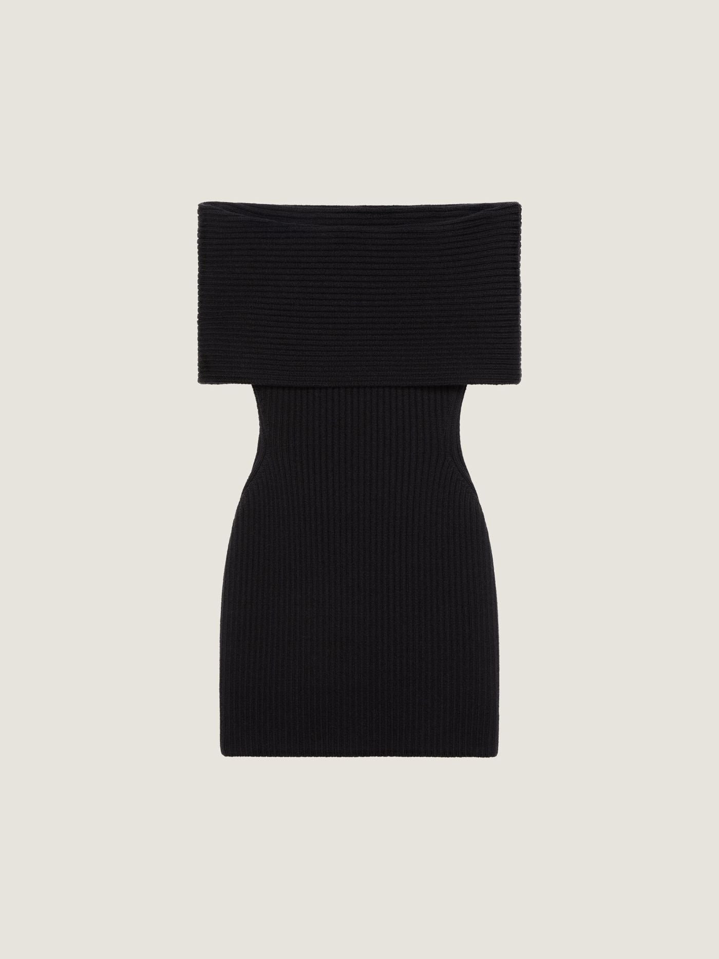 Off-the-shoulder mini dress in wool