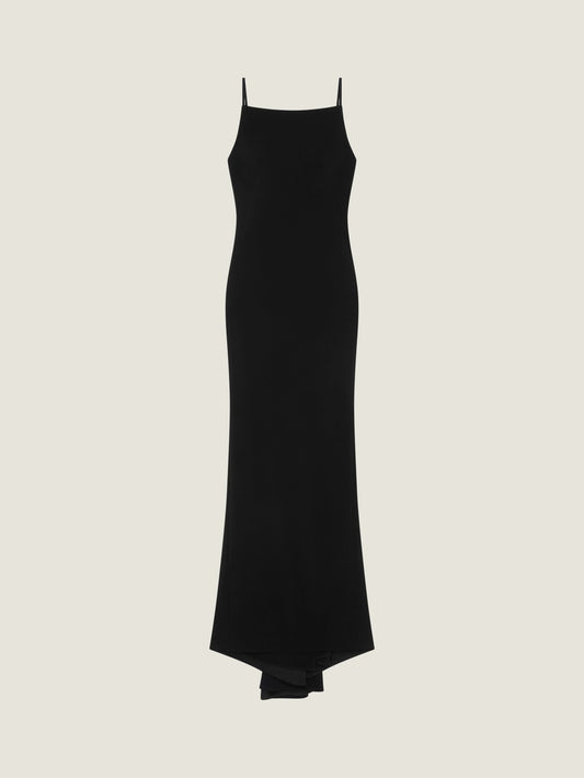 Sliced long dress in crepe cady