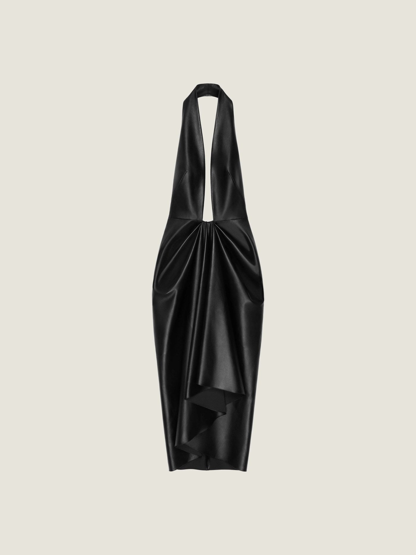Draped dress in nappa leather