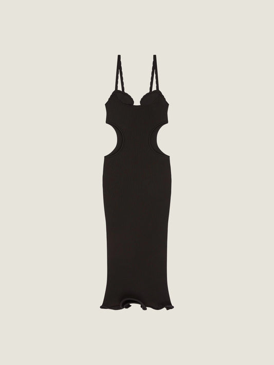 Slashed dress in rib