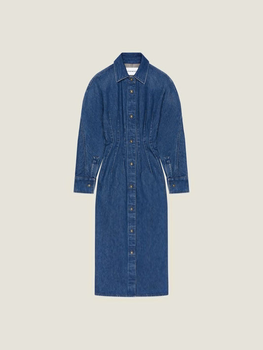 Cocoon dress in medium blue denim