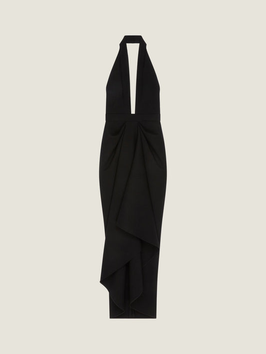 Draped dress in wool