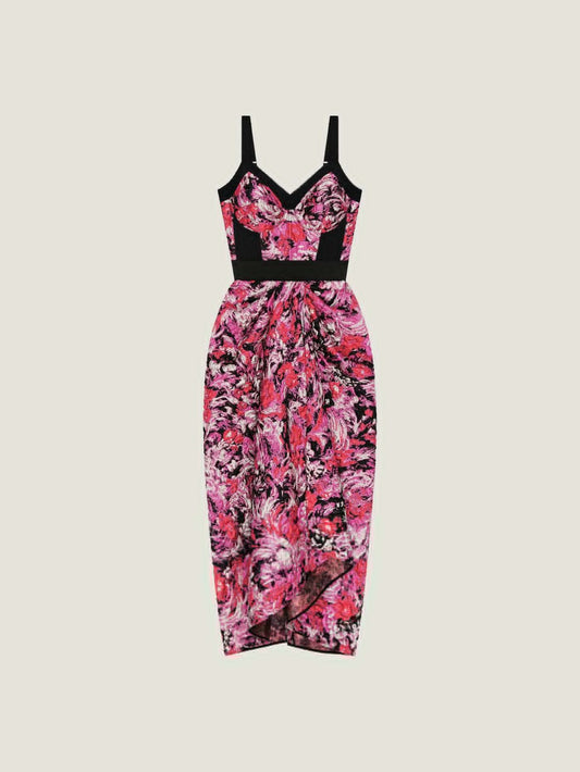 Dress in floral jacquard