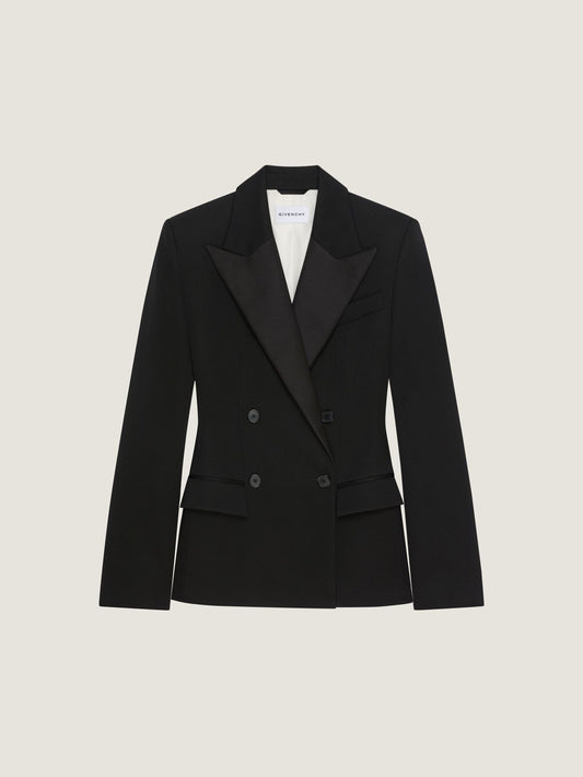 Double breasted tuxedo jacket in wool