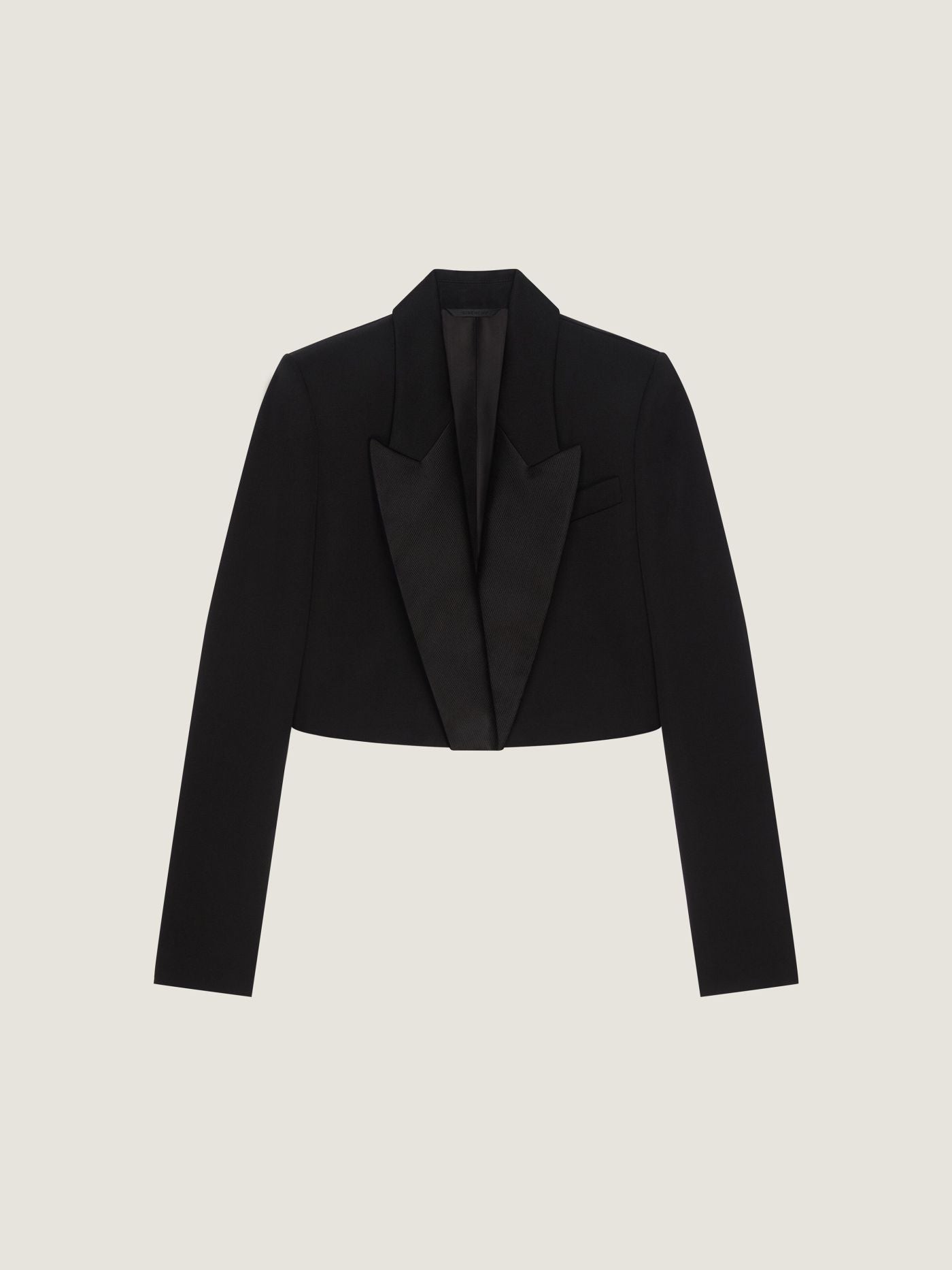Cropped tuxedo jacket in wool