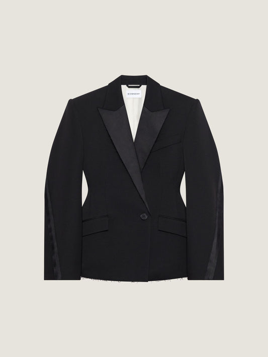 Double-breasted Cocoon jacket in wool with inside-out detail