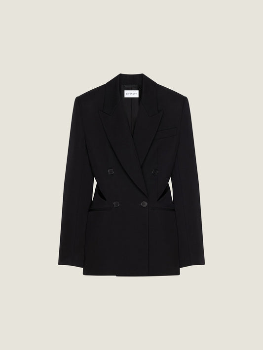 Double-breasted slashed jacket in wool