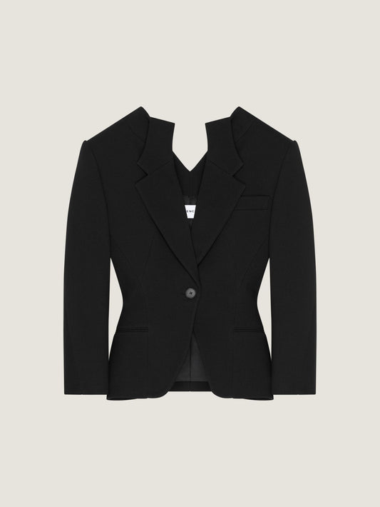 Single-breasted slashed jacket in wool