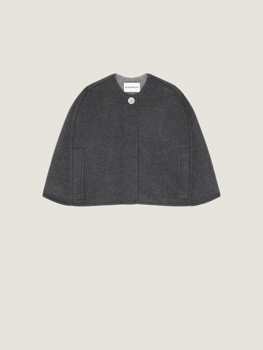 Cropped cape in wool and cashmere