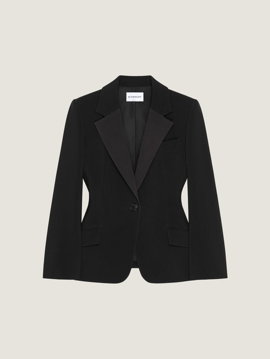 Single-breasted tuxedo jacket in wool