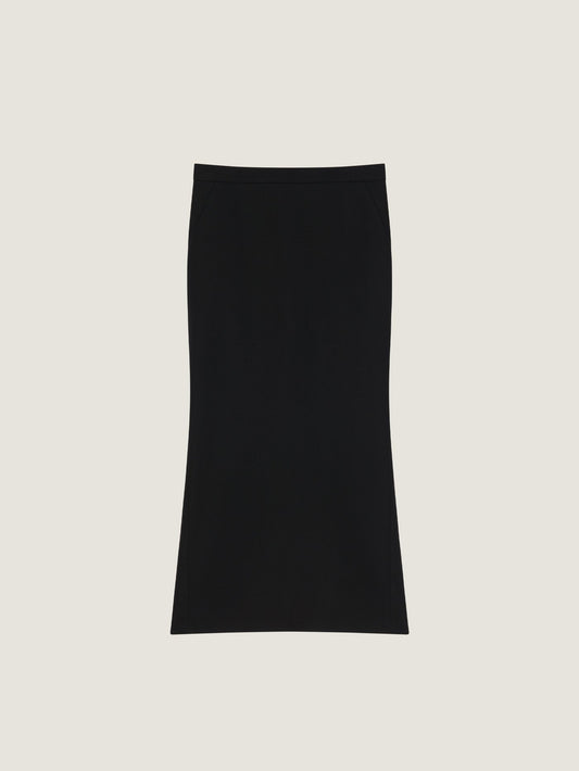 Midi kickback skirt in crepe cady