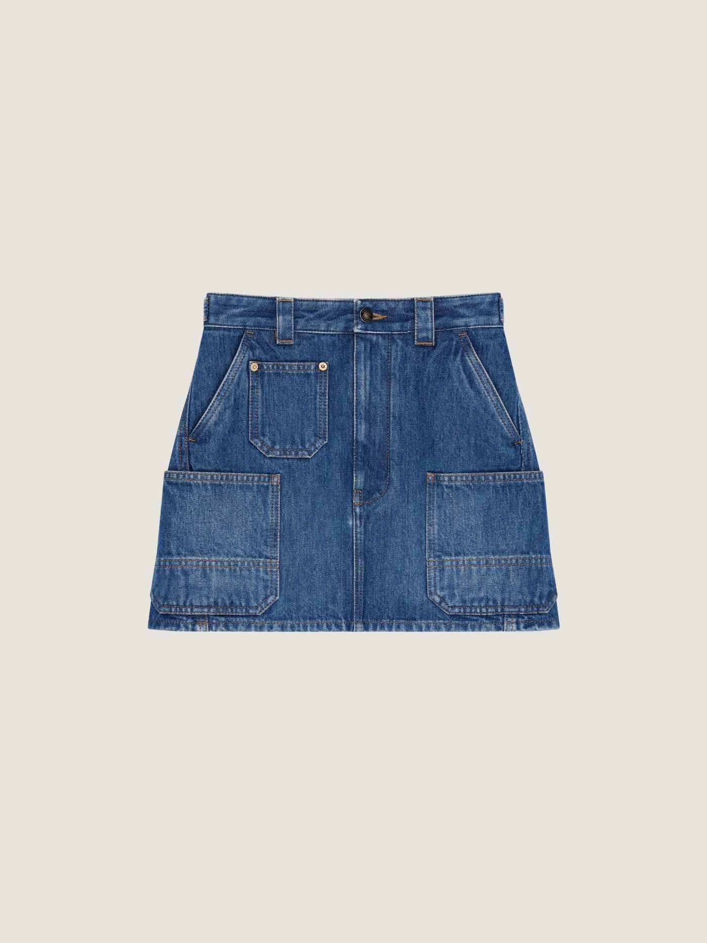 Mini cargo skirt in medium blue denim