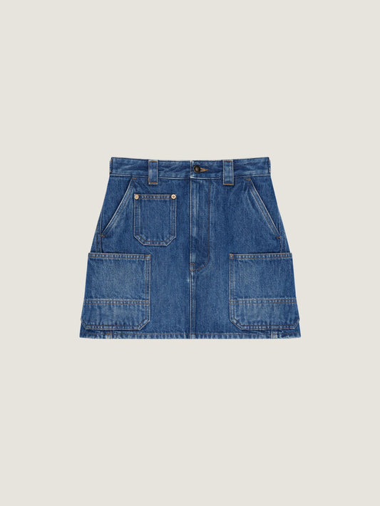 Mini cargo skirt in medium blue denim