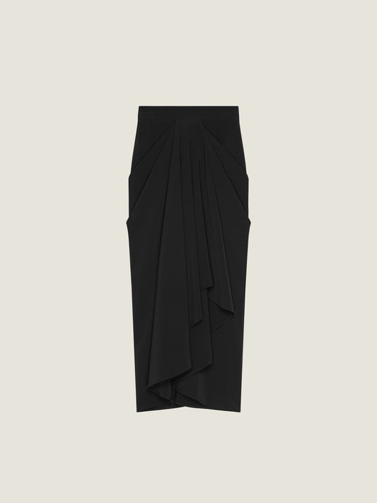 Draped midi skirt in crepe cady