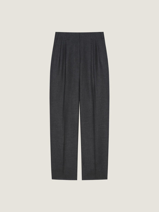 Double pleat pants in wool