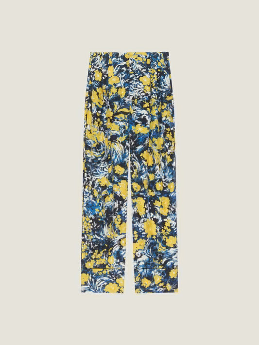 Pyjama pants in viscose with floral print