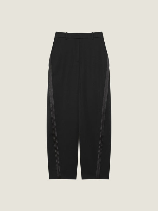 Cocoon pants in wool with inside-out detail