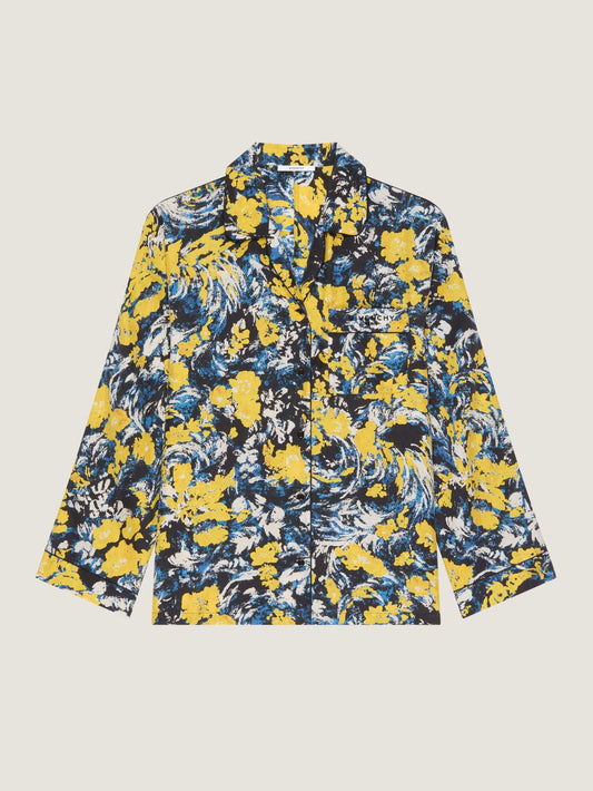 Pyjama shirt in viscose with floral print
