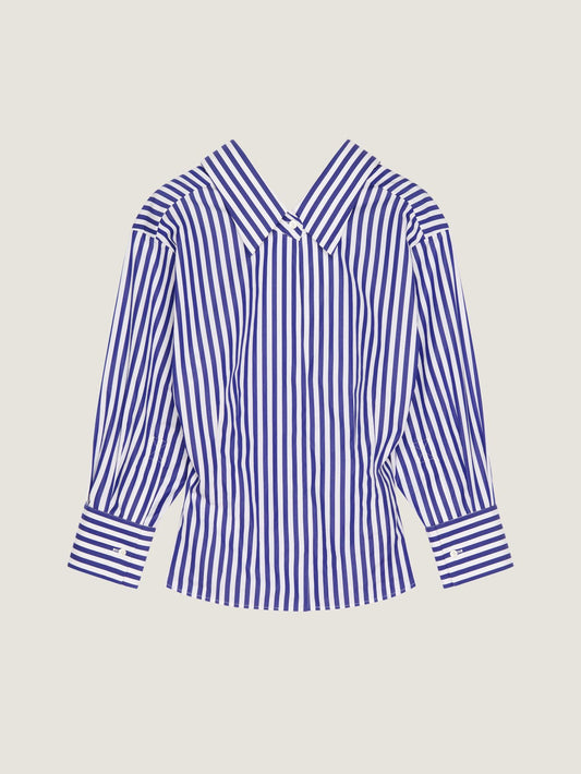 Slashed striped shirt in poplin