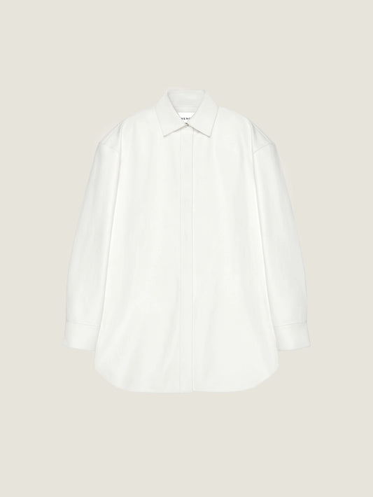 Asymmetric shirt in nappa leather