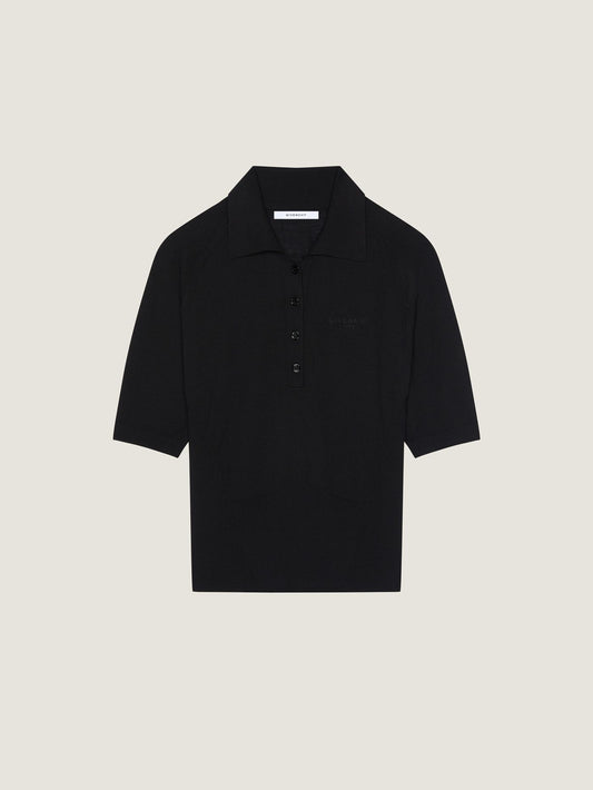 Cropped polo in second skin effect knit