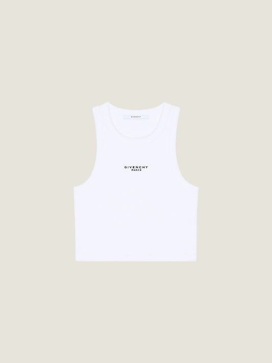 Cropped tank top in cotton with Givenchy Paris print