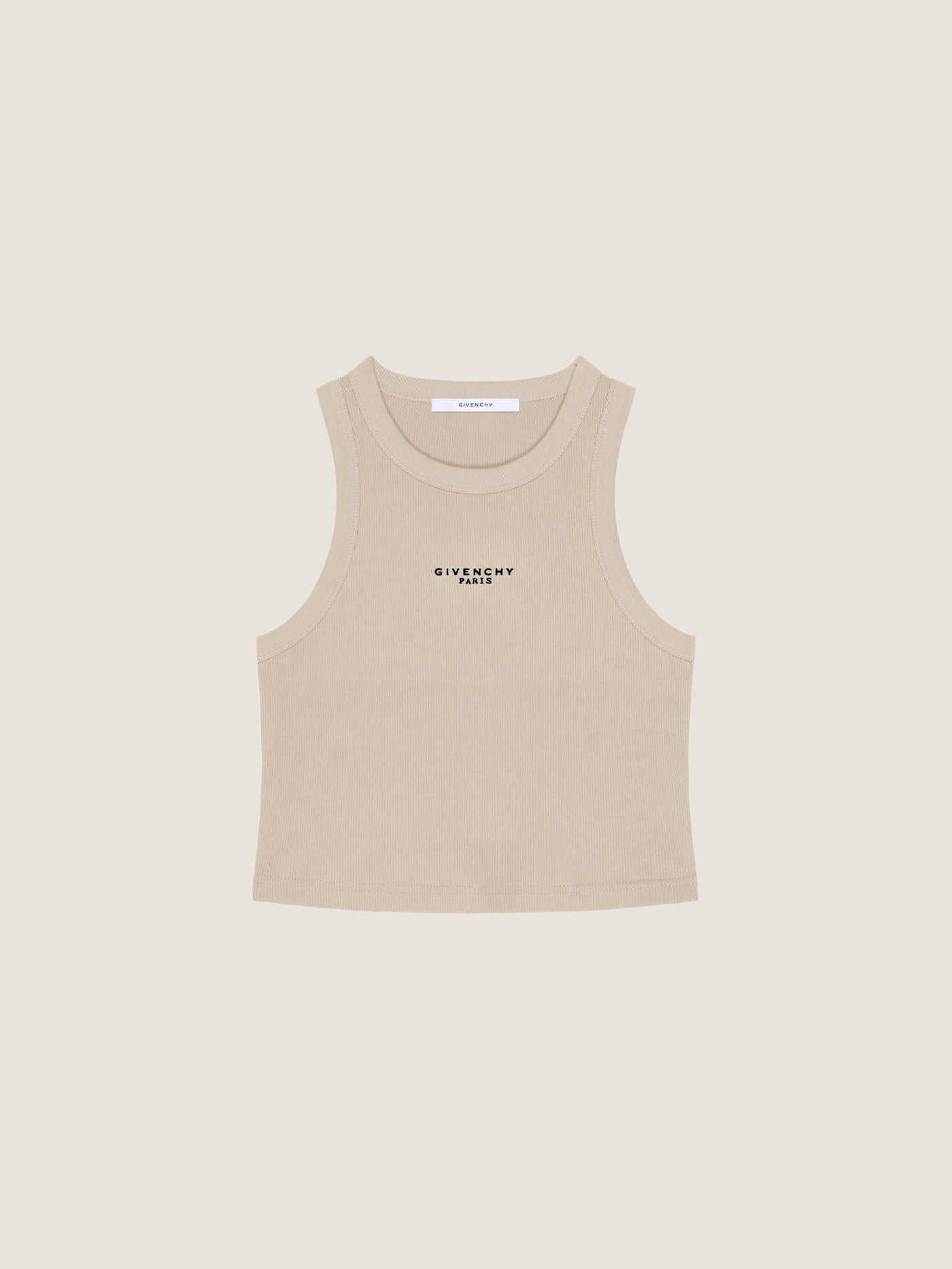 Cropped tank top in cotton with Givenchy Paris print