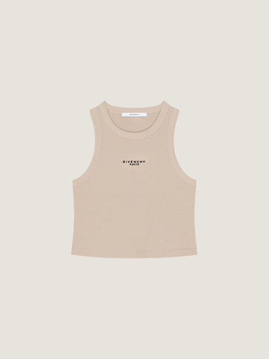 Cropped tank top in cotton with Givenchy Paris print