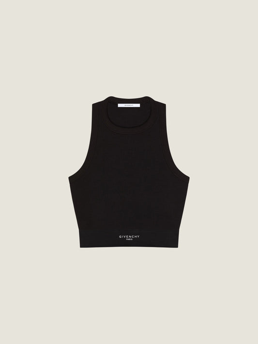 Cropped tank top in cotton with Givenchy band
