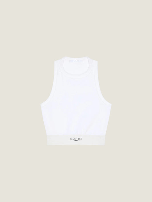 Cropped tank top in cotton with Givenchy band