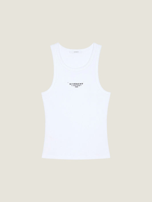 Slim fit tank top in cotton with Givenchy Stamp print