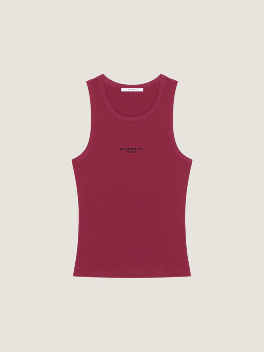 Slim fit tank top in cotton with Givenchy Paris print