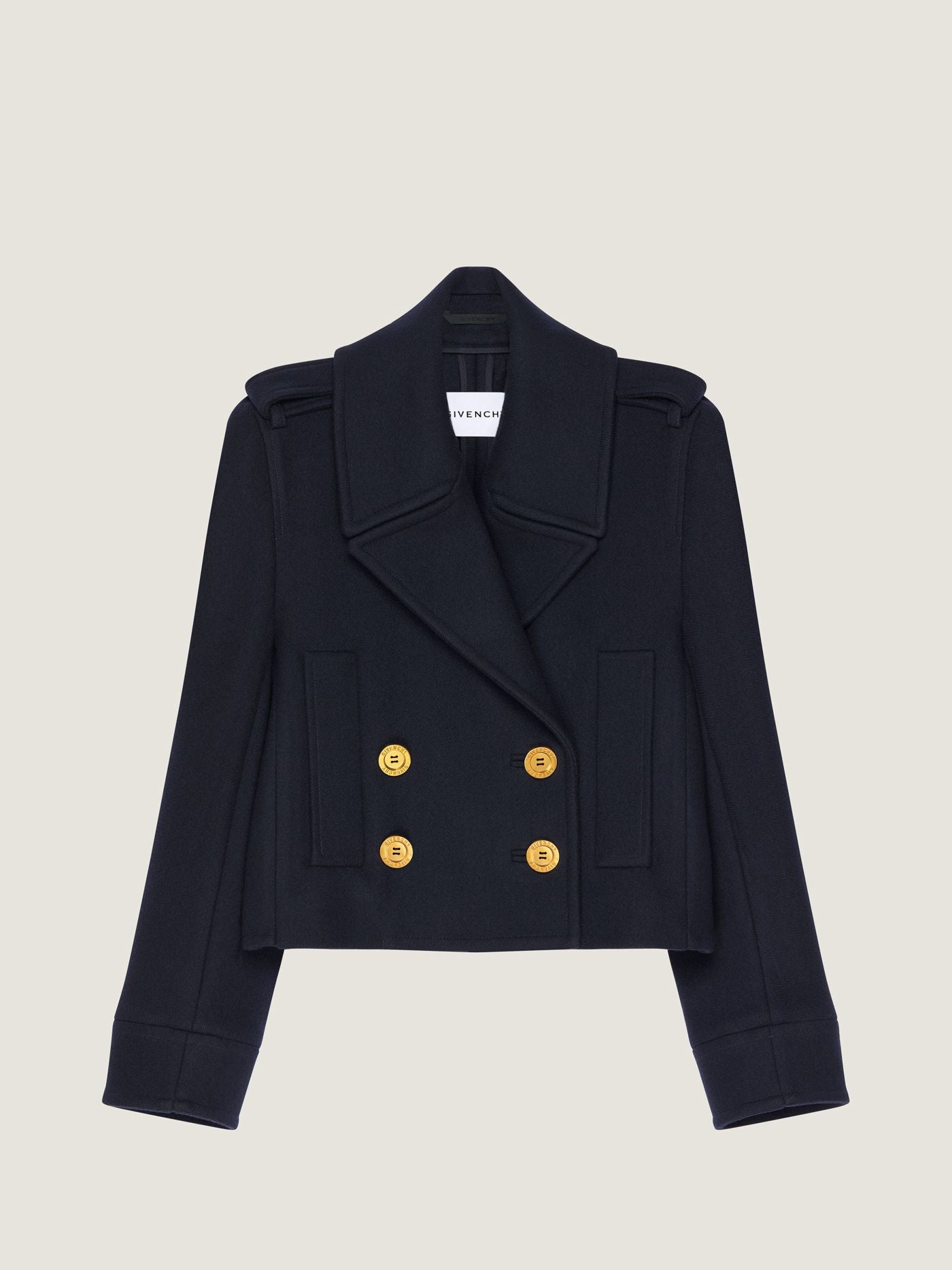 Short pea coat in wool