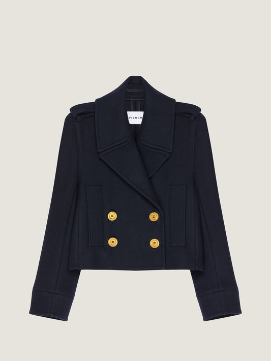 Short pea coat in wool