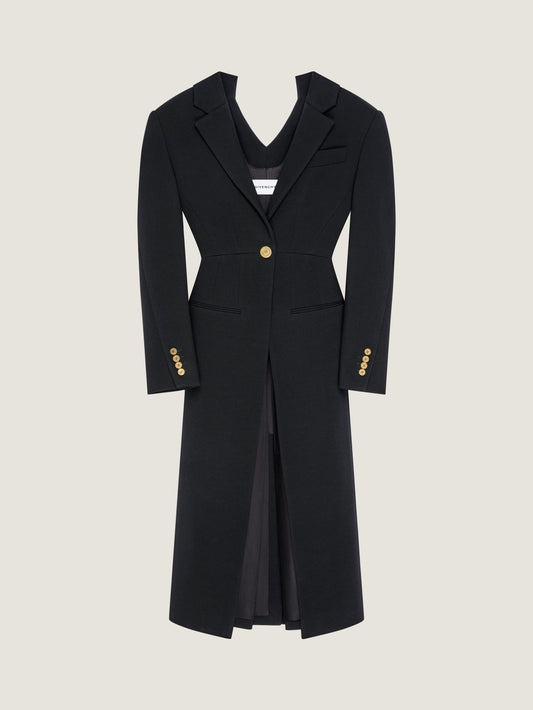 Slashed coat in wool