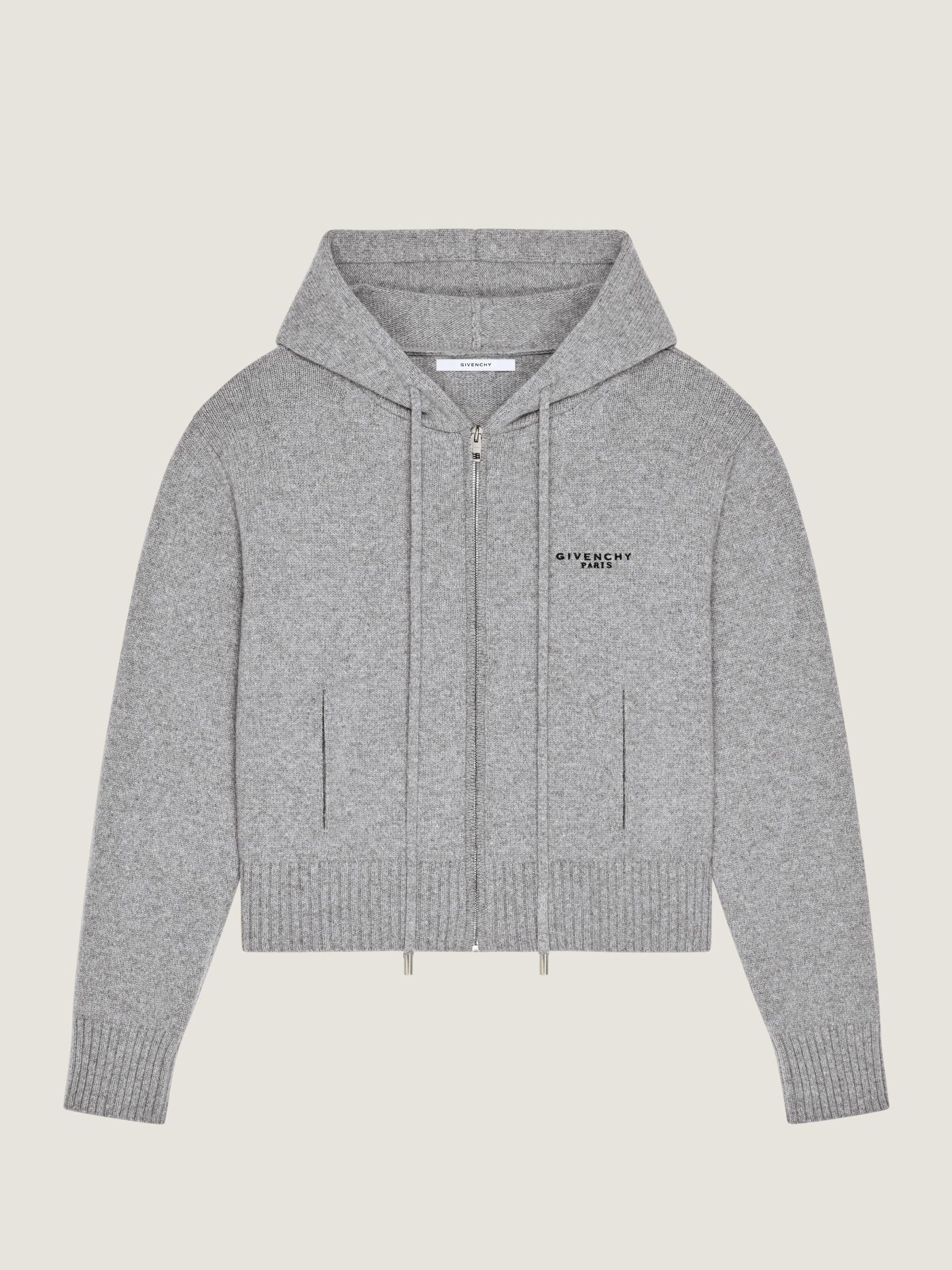 Zipped hoodie in wool and cashmere