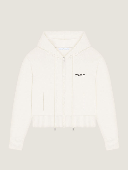 Zipped hoodie in wool and cashmere