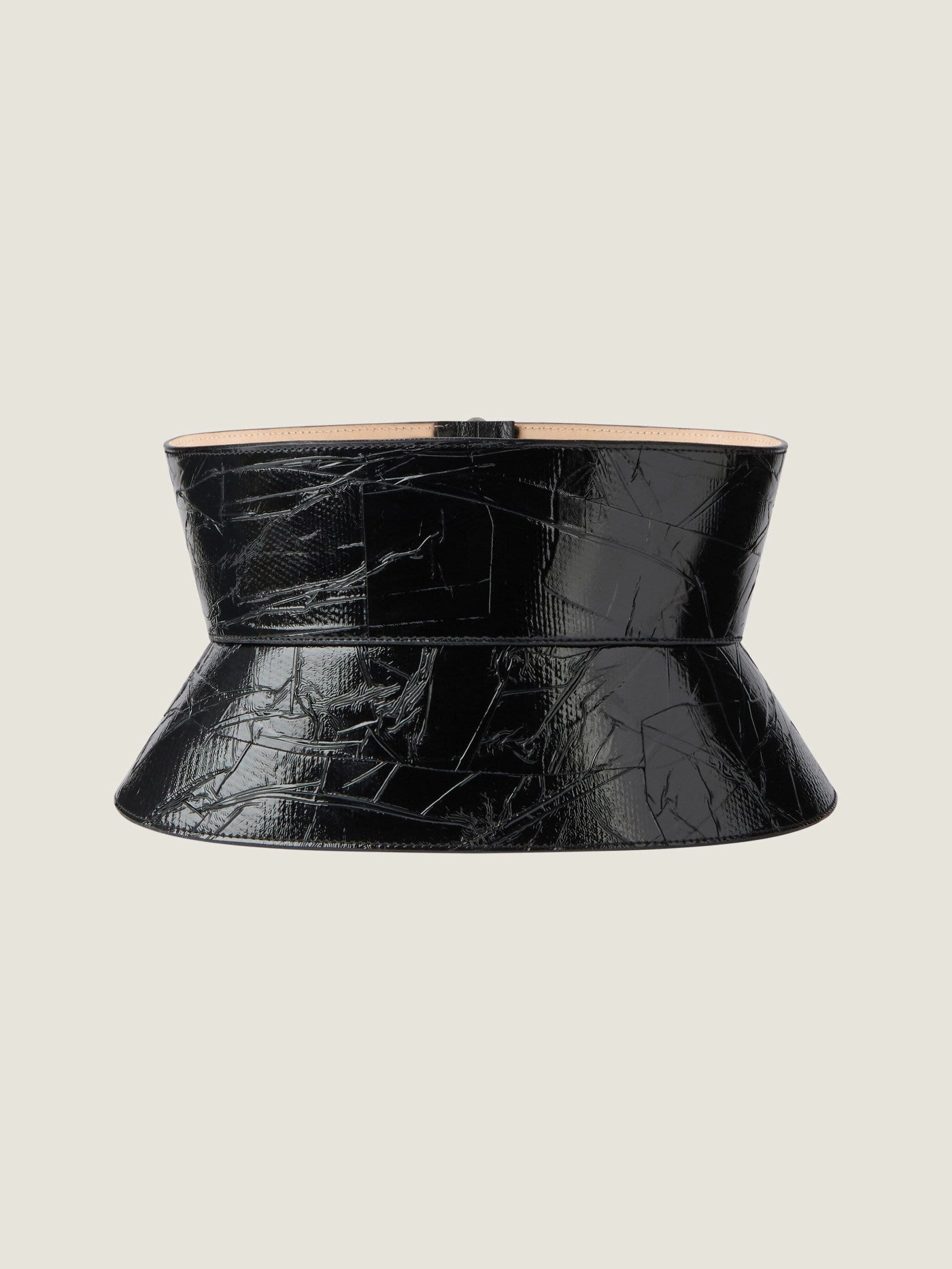 Corset belt in leather with Tape print
