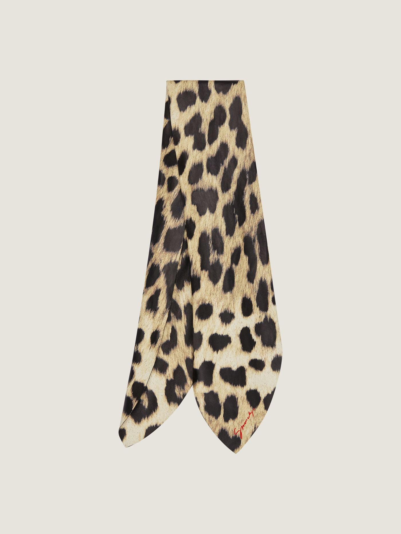 Scarf in leather with leopard print