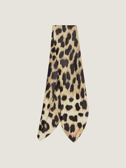 Scarf in leather with leopard print
