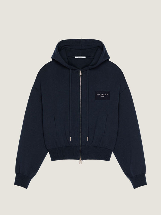 Zipped hoodie in wool and cotton with Givenchy Paris
