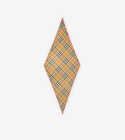 Check Silk Scarf in Sand beige