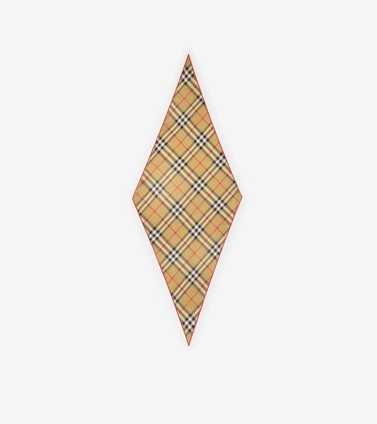 Check Silk Scarf in Sand beige
