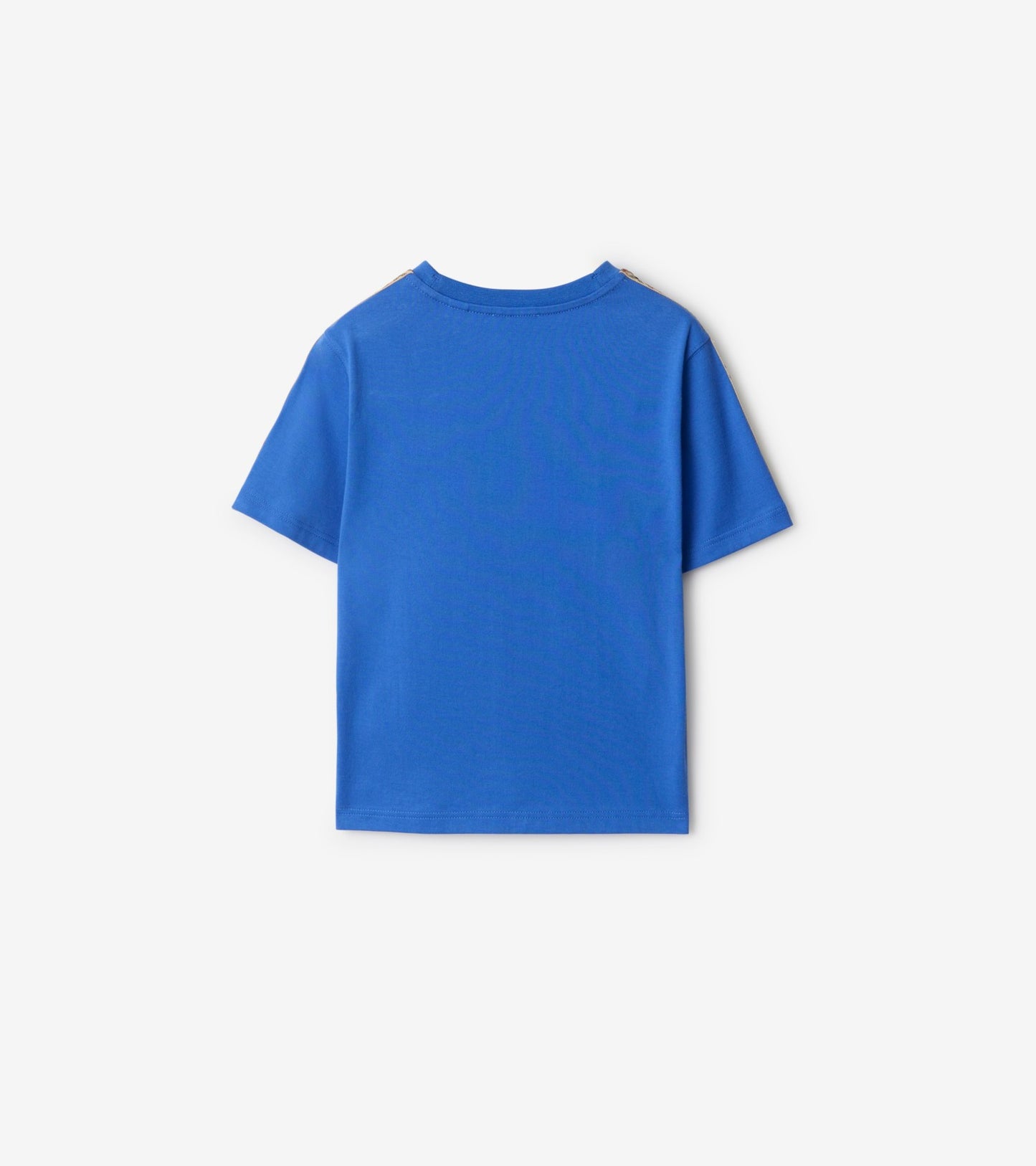 Check Trim Cotton T-shirt in Hyacinth blue