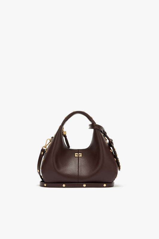 Mini Hobo Bag Studs in Brown