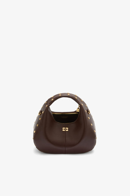 Mini Hobo Bag Studs in Brown