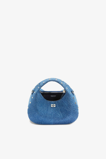 Mini Hobo Bag with Studs in Denim