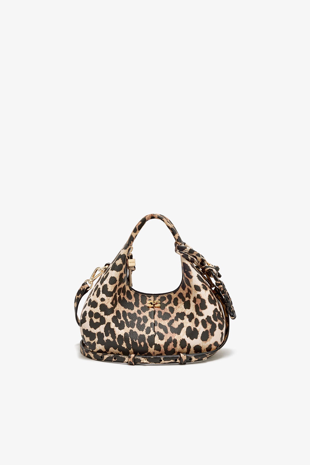 Mini Hobo Bag in Grained Leopard