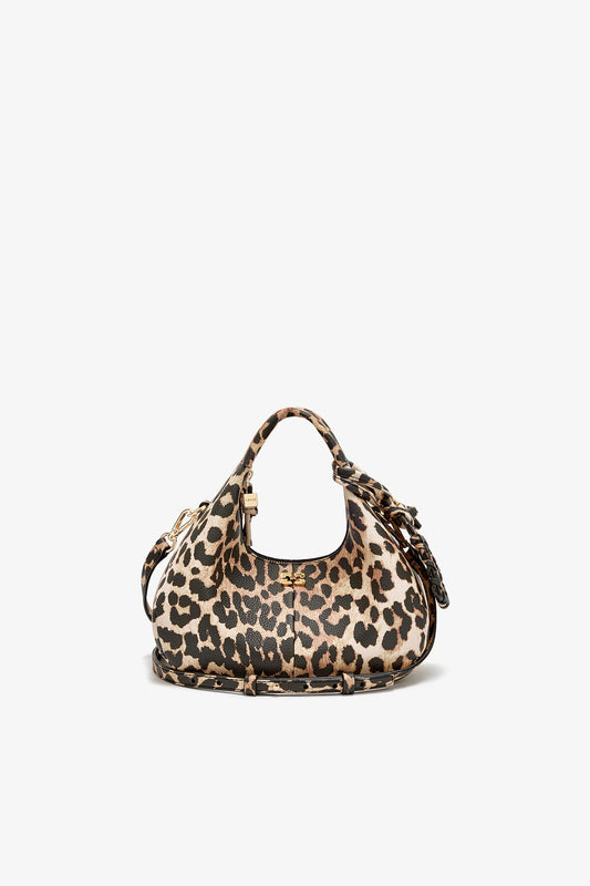 Mini Hobo Bag in Grained Leopard