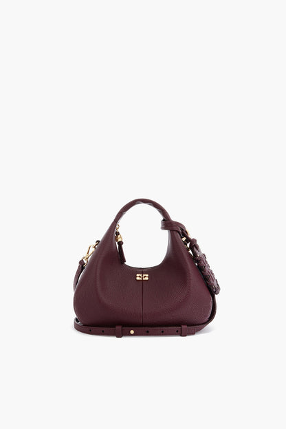 Mini Hobo Bag in Burgundy